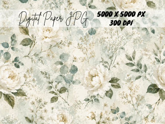 Download Sage Green Vintage Floral Rose Pattern - Rose pattern Collection