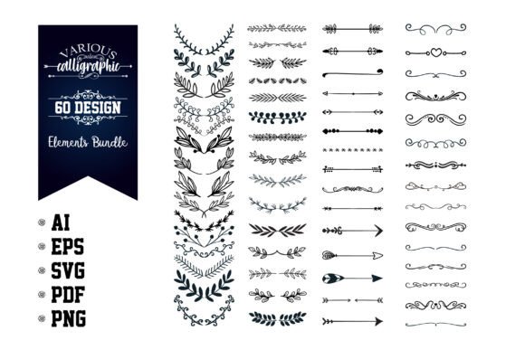 Download Various Calligraphic Design Elements Set - Calligraphic Collection