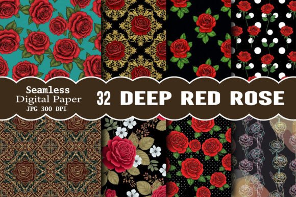 Download Deep Red Rose Pattern - Rose pattern Collection