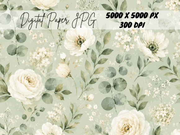 Download Sage Green Vintage Floral Rose Pattern - Rose pattern Collection