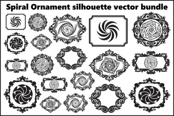 Download Elegant Spiral Ornament Silhouette Frame - Silhouette frame Collection