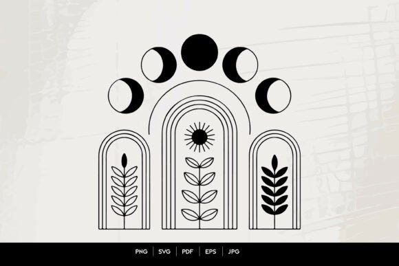 Download Boho Moon Phase Botanical SVG - Boho moon Collection